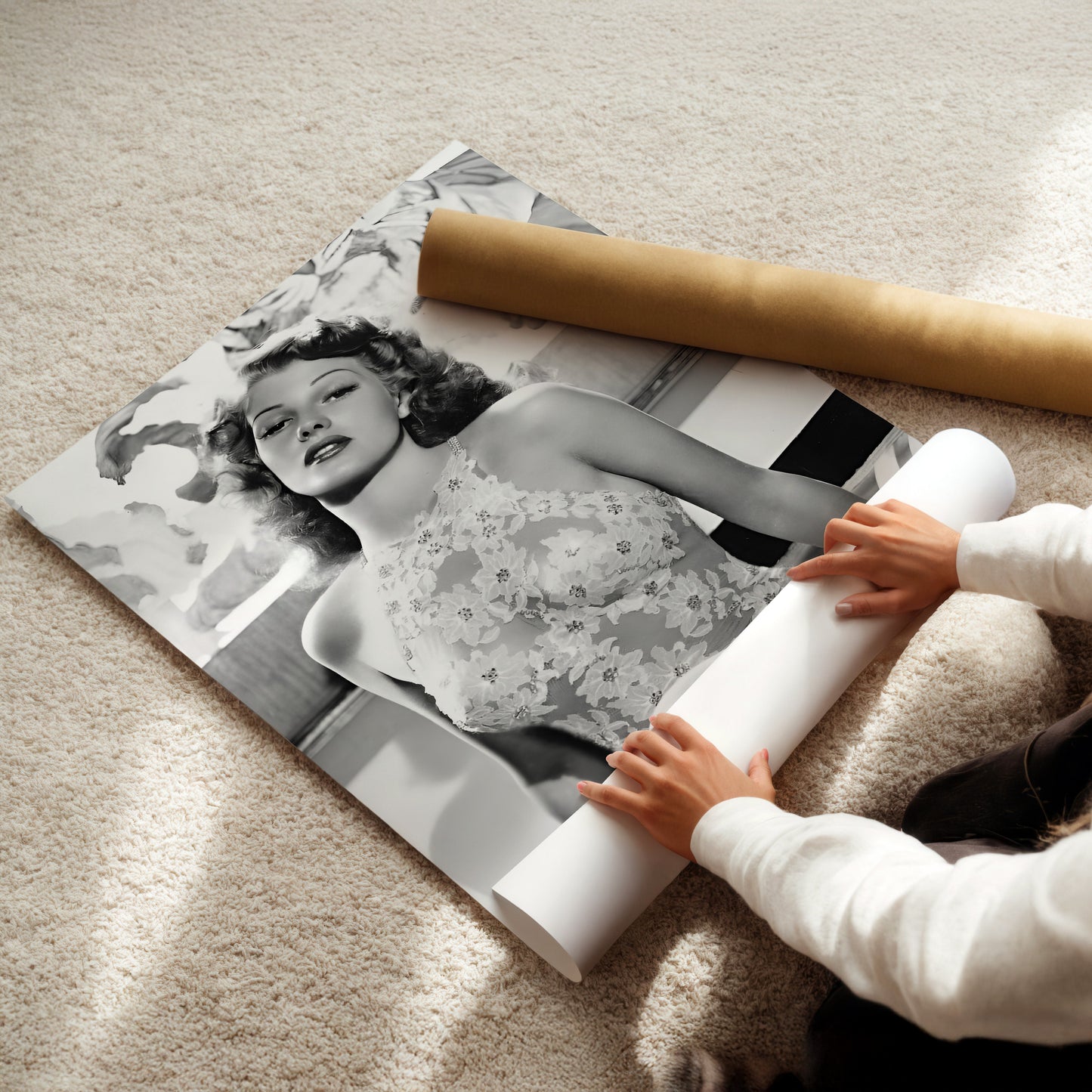 Rita Hayworth Glamour Shot Canvas Print, Classic Hollywood Wall Art Poster, Vintage Pinup Icon Decor, Retro Starlet Aesthetic Home Style