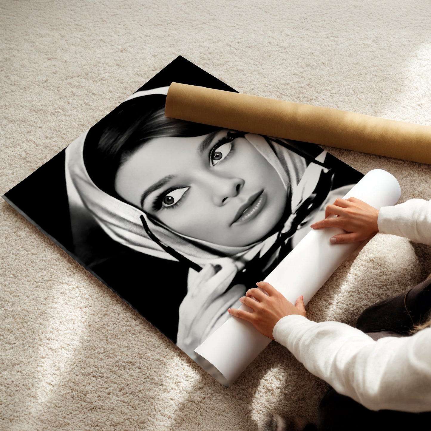 Audrey Hepburn in Sunglasses Wall Art, Retro Fashion Icon Canvas Poster, Timeless Glamorous Decor Inspired by Classic Hollywood Style