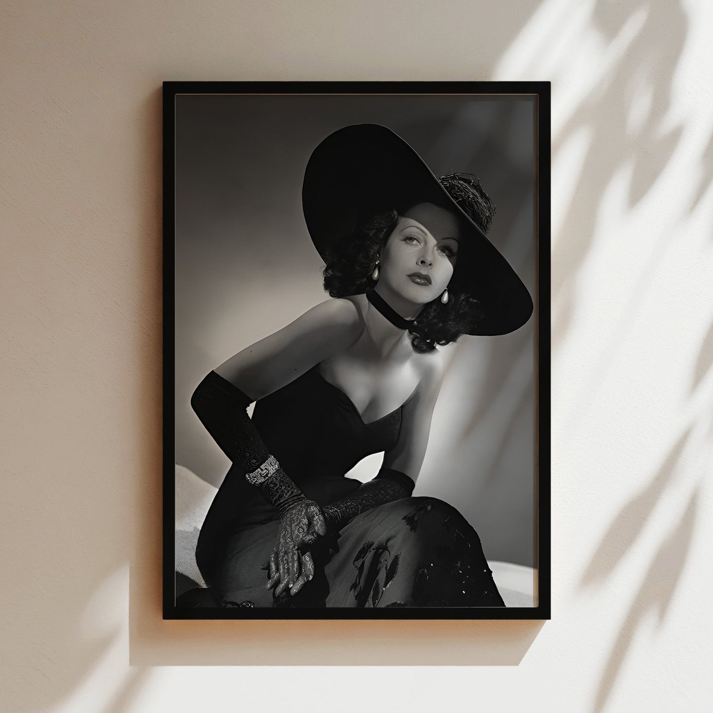 Hedy Lamarr Glamour Shot Canvas Print, Vintage Hollywood Beauty Wall Art Poster, Classic Actress Glam for Timeless Home Decor
