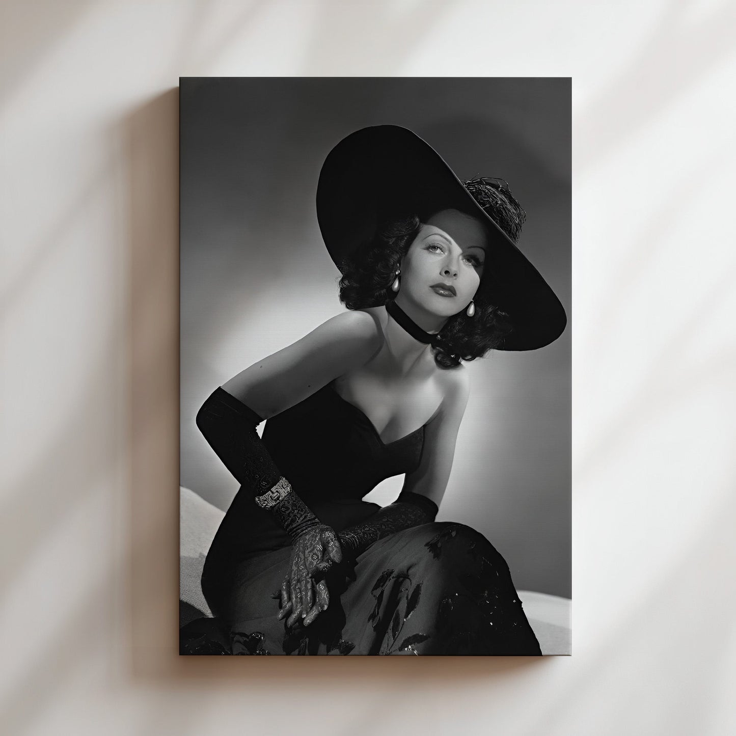 Hedy Lamarr Glamour Shot Canvas Print, Vintage Hollywood Beauty Wall Art Poster, Classic Actress Glam for Timeless Home Decor