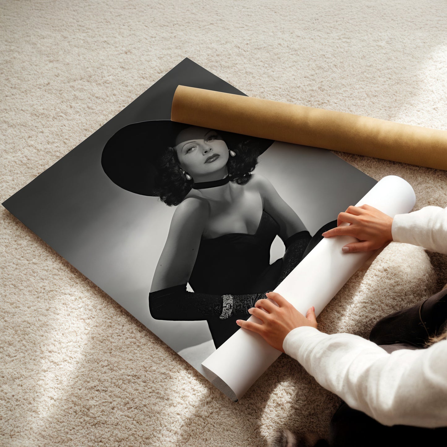 Hedy Lamarr Glamour Shot Canvas Print, Vintage Hollywood Beauty Wall Art Poster, Classic Actress Glam for Timeless Home Decor