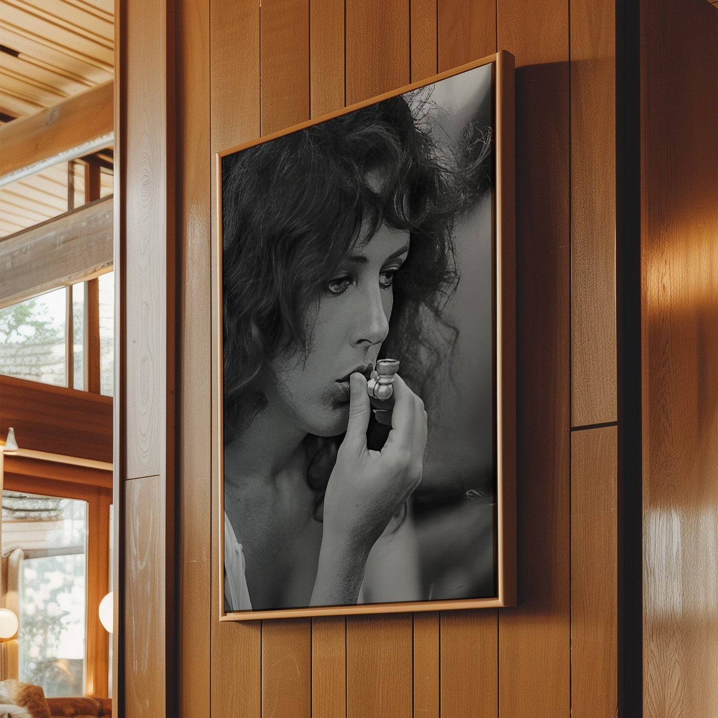Grace Slick Smoking Pipe Wall Art, Vintage Rock Legend Canvas Print, Retro Psychedelic Music Icon Poster for Unique Home Decor