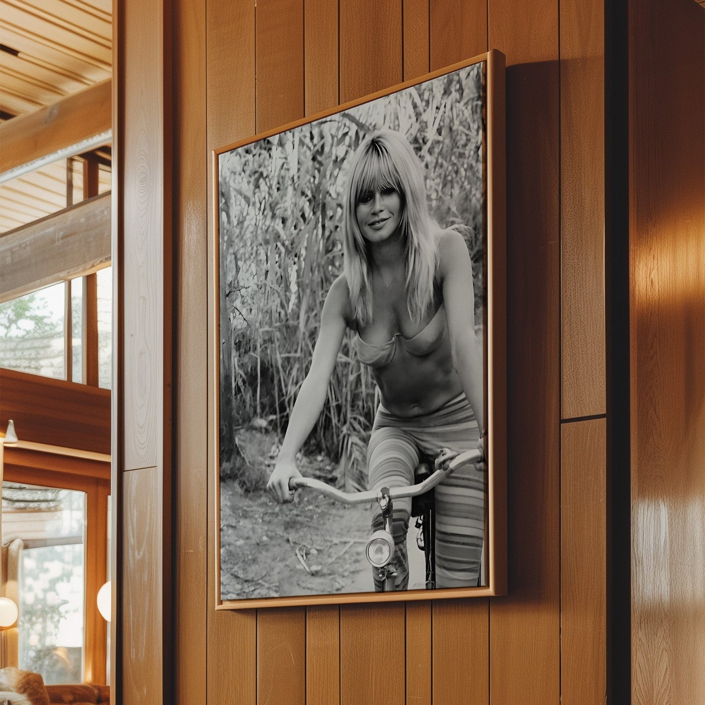 Brigette Bardot Riding Bicycle Wall Art, Vintage French Celebrity Canvas Print, Retro Glam Outdoors Poster for Home or Studio Decor