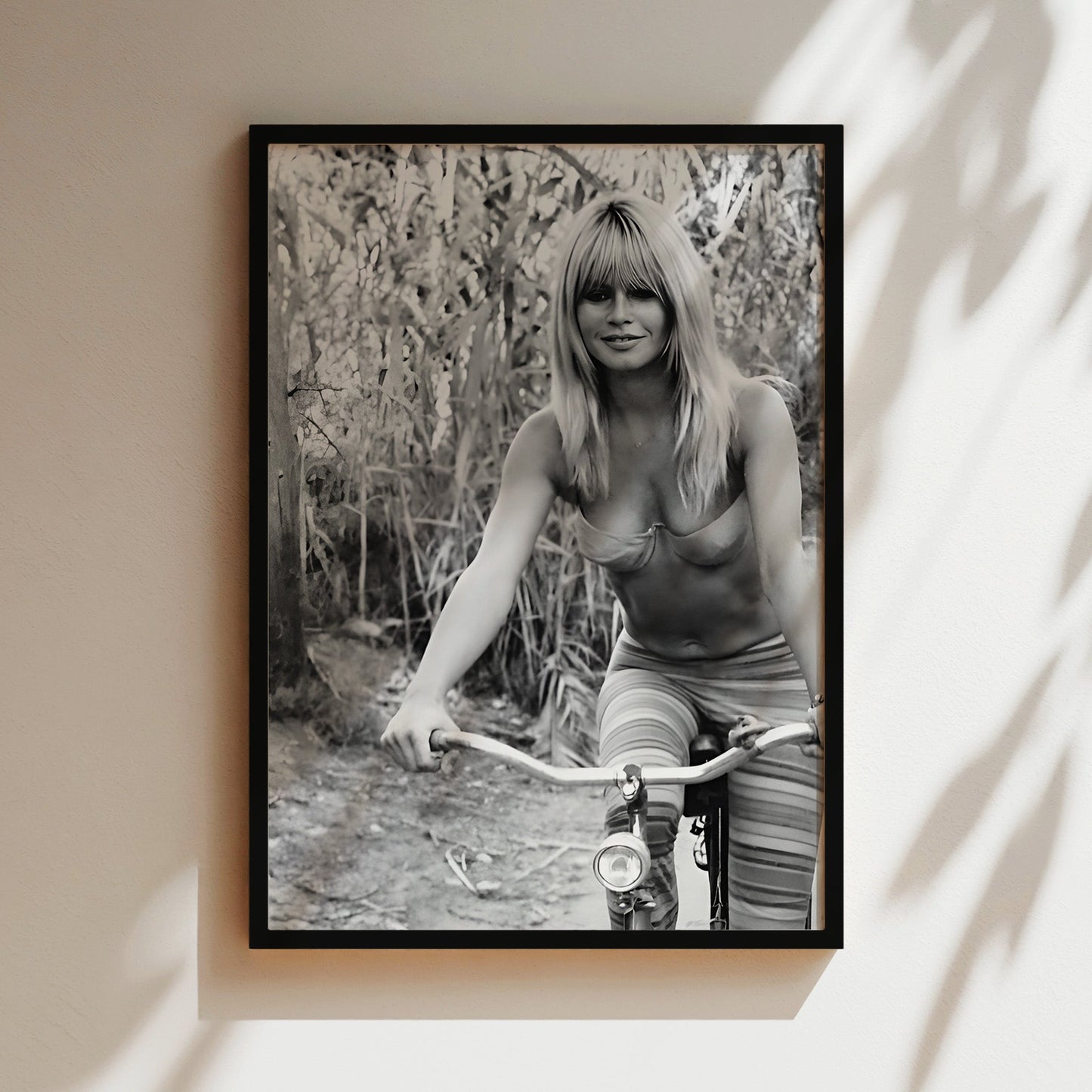 Brigette Bardot Riding Bicycle Wall Art, Vintage French Celebrity Canvas Print, Retro Glam Outdoors Poster for Home or Studio Decor