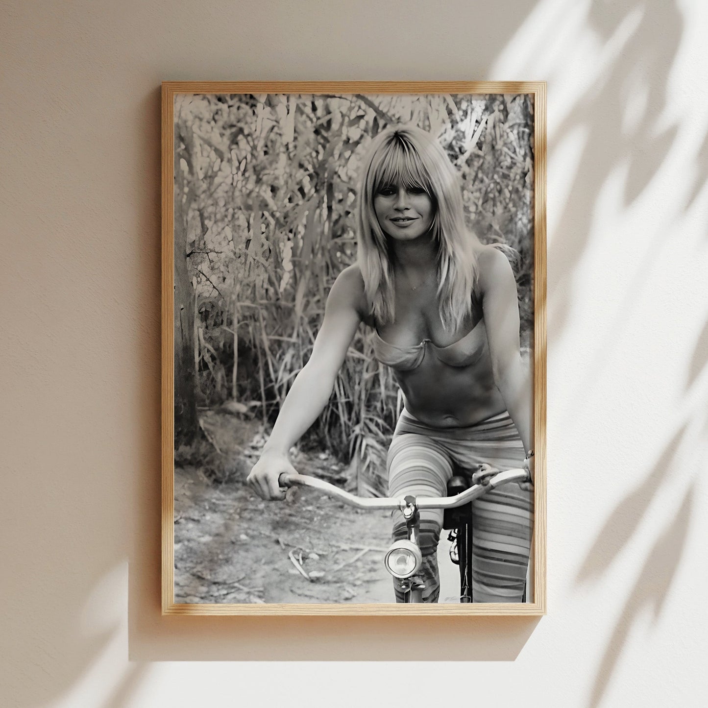 Brigette Bardot Riding Bicycle Wall Art, Vintage French Celebrity Canvas Print, Retro Glam Outdoors Poster for Home or Studio Decor