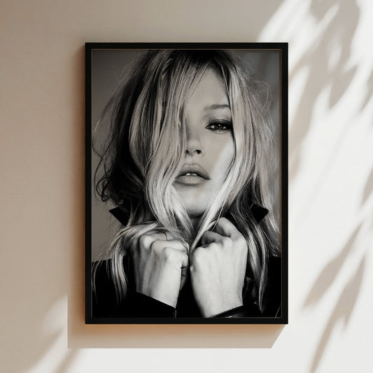 Kate Moss Fringe Wall Art, Vintage Supermodel Canvas Print, Retro 90s Fashion Icon Poster for Edgy Home or Studio Decor