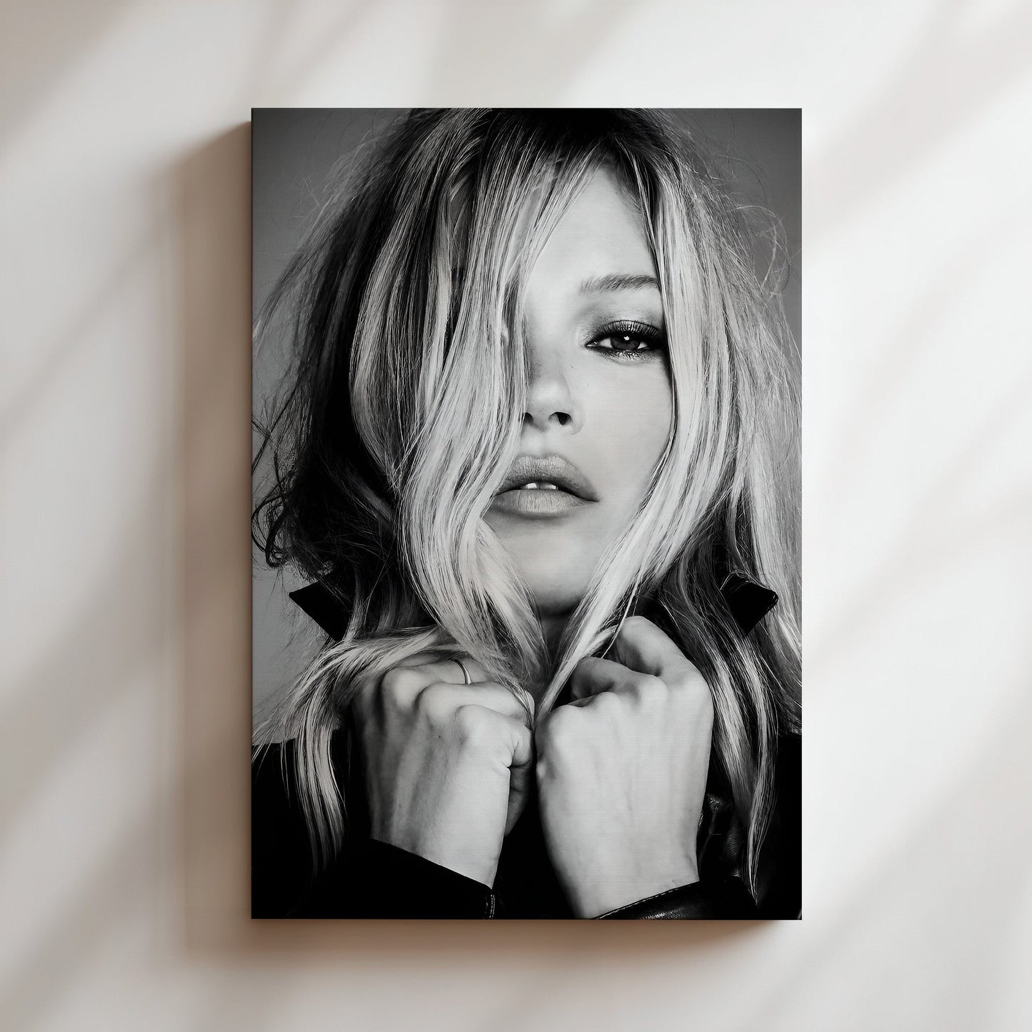 Kate Moss Fringe Wall Art, Vintage Supermodel Canvas Print, Retro 90s Fashion Icon Poster for Edgy Home or Studio Decor