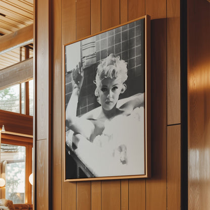 Marilyn Monroe in Bath Canvas Print, Vintage Hollywood Star Wall Art Poster, Classic Glamour Icon for Elegant Bathroom or Bedroom Decor