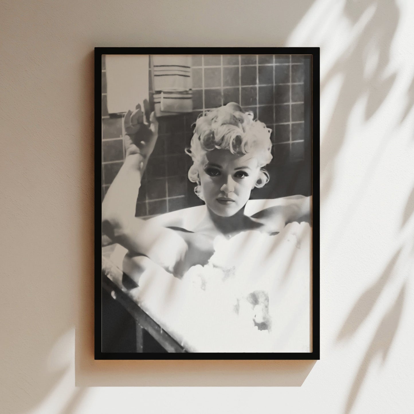 Marilyn Monroe in Bath Canvas Print, Vintage Hollywood Star Wall Art Poster, Classic Glamour Icon for Elegant Bathroom or Bedroom Decor