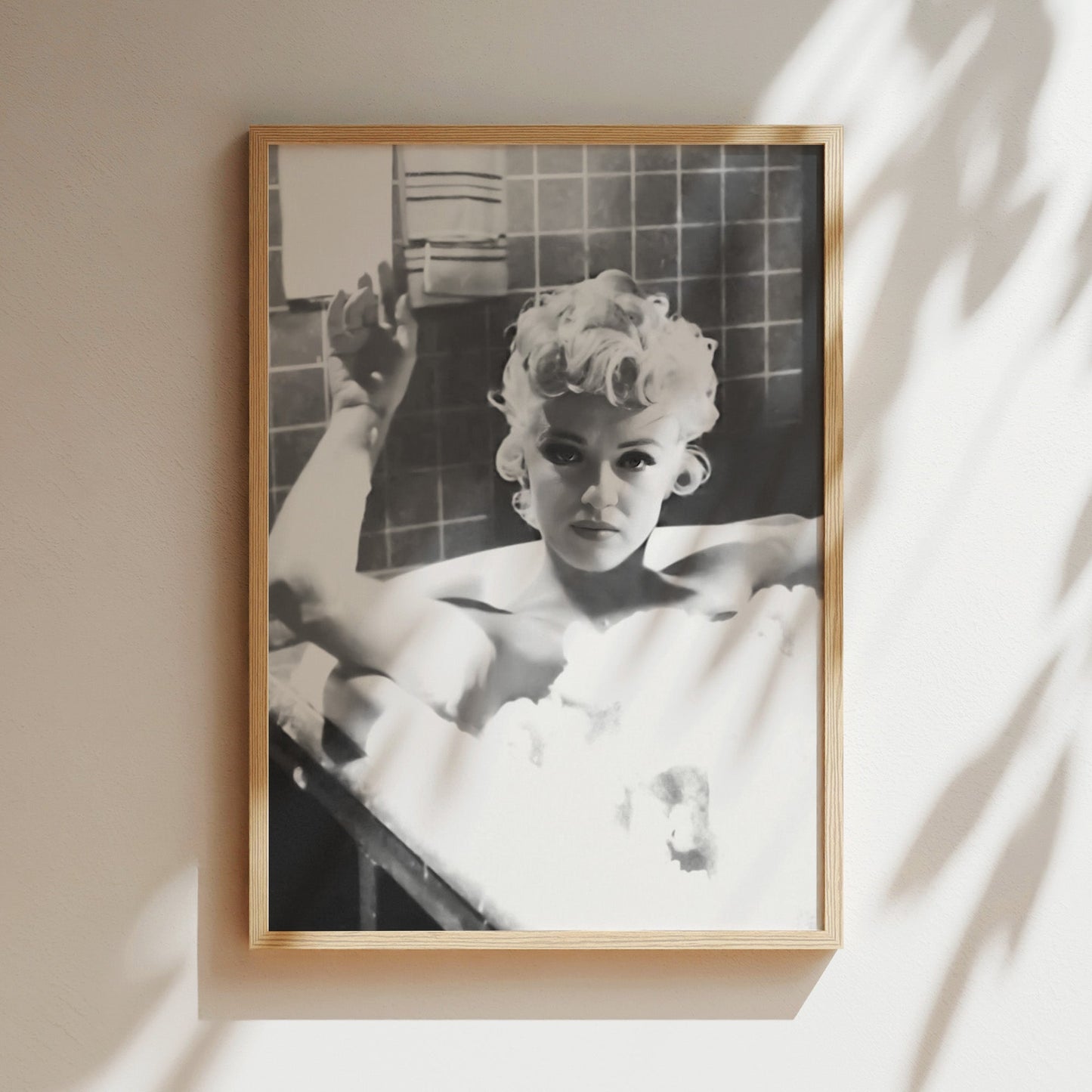 Marilyn Monroe in Bath Canvas Print, Vintage Hollywood Star Wall Art Poster, Classic Glamour Icon for Elegant Bathroom or Bedroom Decor