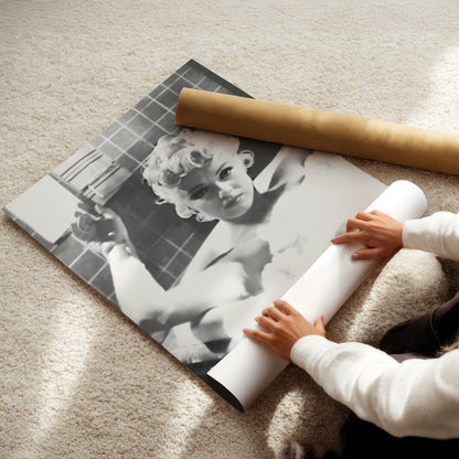 Marilyn Monroe in Bath Canvas Print, Vintage Hollywood Star Wall Art Poster, Classic Glamour Icon for Elegant Bathroom or Bedroom Decor