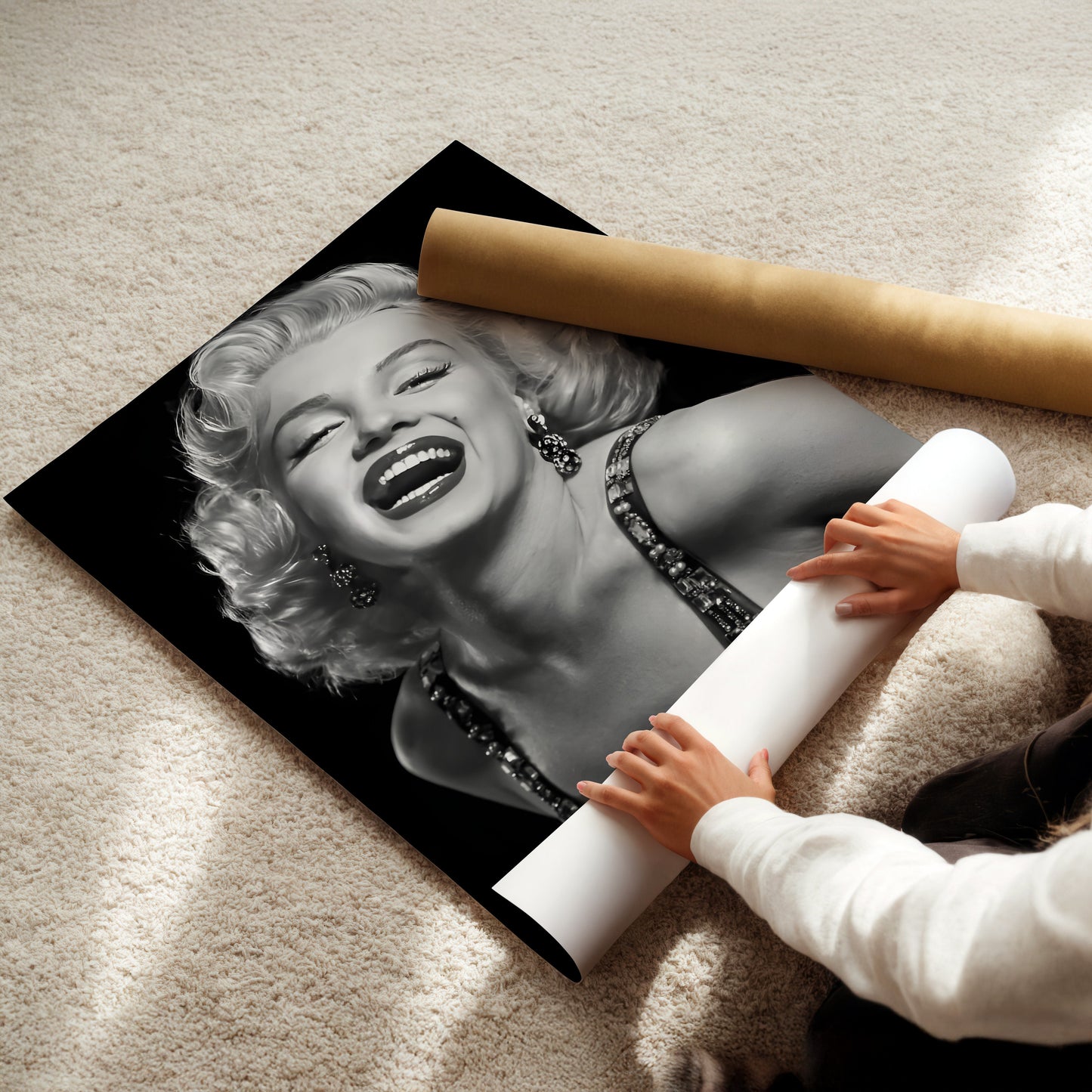 Marilyn Monroe Glamour Shot Canvas Print, Vintage Hollywood Star Wall Art Poster, Timeless Celebrity Glam for Chic Home Decor