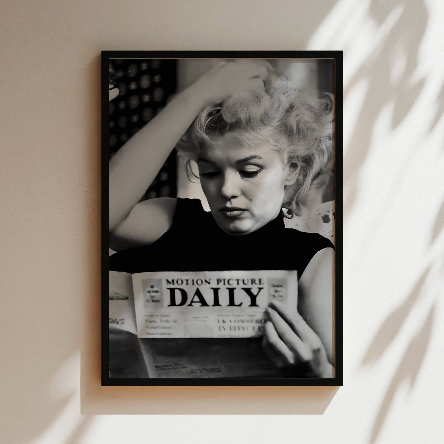 Marilyn Monroe Reading Newspaper Canvas Print, Vintage Hollywood Icon Wall Art Poster, Classic Celebrity Glam for Chic Home Decor