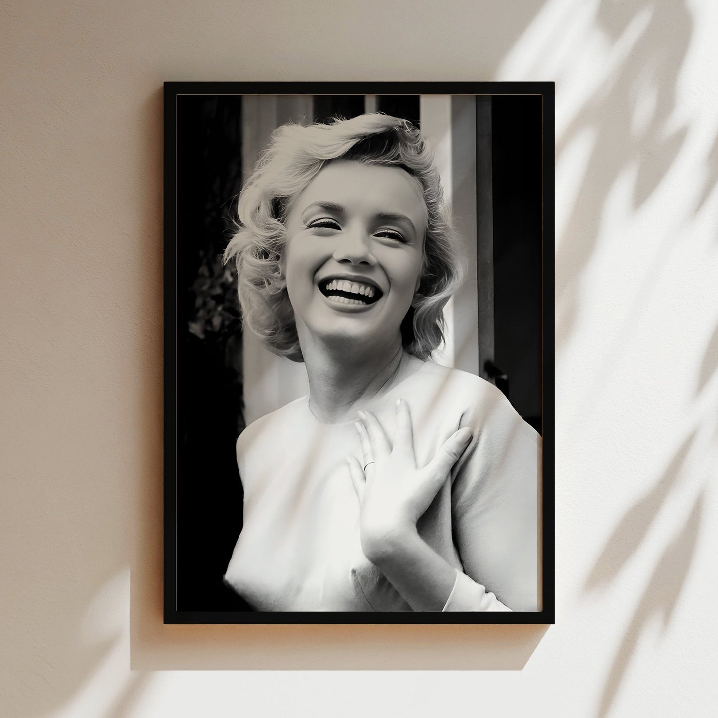 Marilyn Monroe Smiles Canvas Print, Vintage Hollywood Glamour Wall Art Poster, Classic Starlet Portrait for Timeless Home Decor