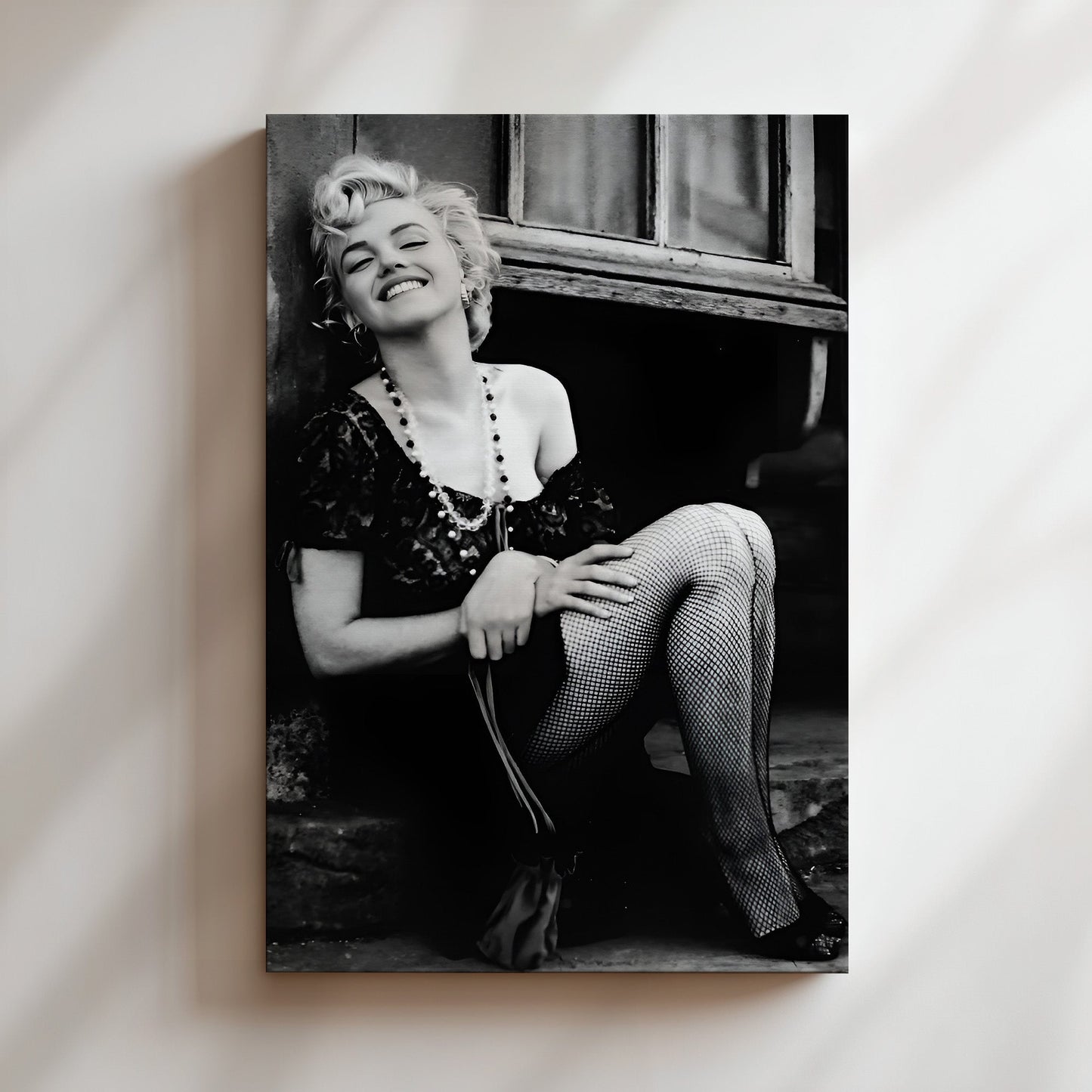 Marilyn Monroe in the Street Canvas Print, Vintage Hollywood Icon Wall Art Poster, Retro Celebrity Glam for Chic Urban Home Decor