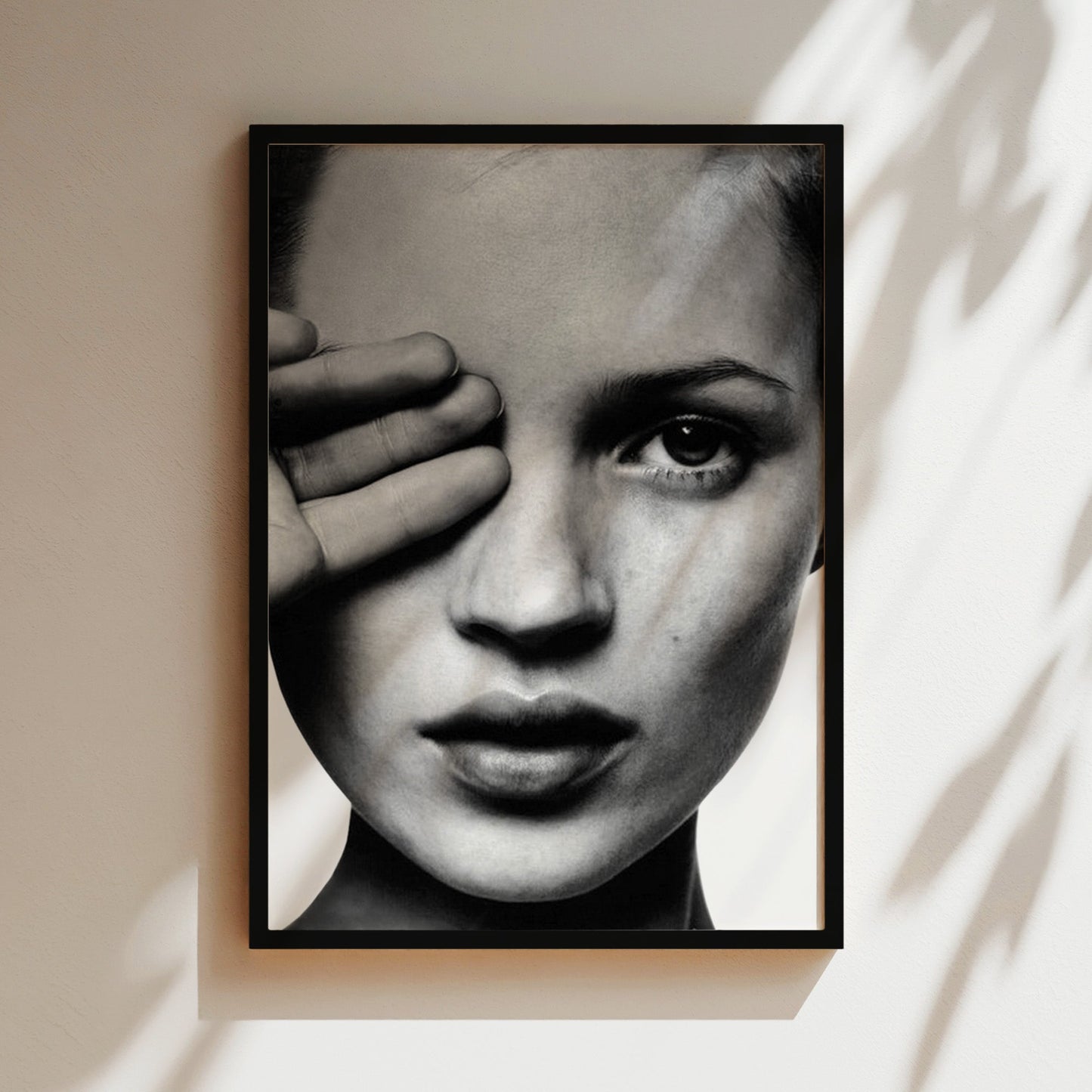 Kate Moss Covering Eye Print,  Vintage Supermodel Wall Art, Retro 90s Fashion Icon Poster for Chic Home or Studio Décor