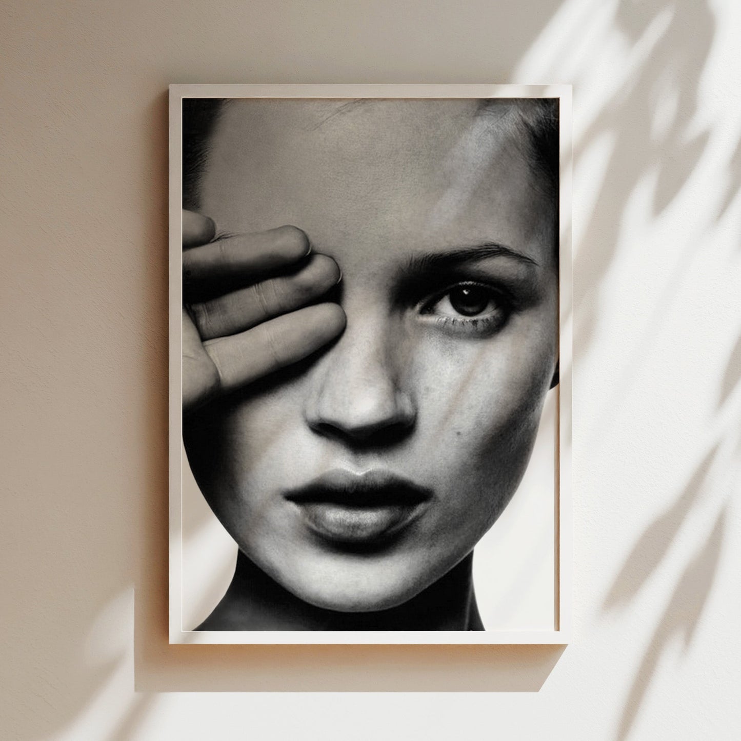 Kate Moss Covering Eye Print,  Vintage Supermodel Wall Art, Retro 90s Fashion Icon Poster for Chic Home or Studio Décor