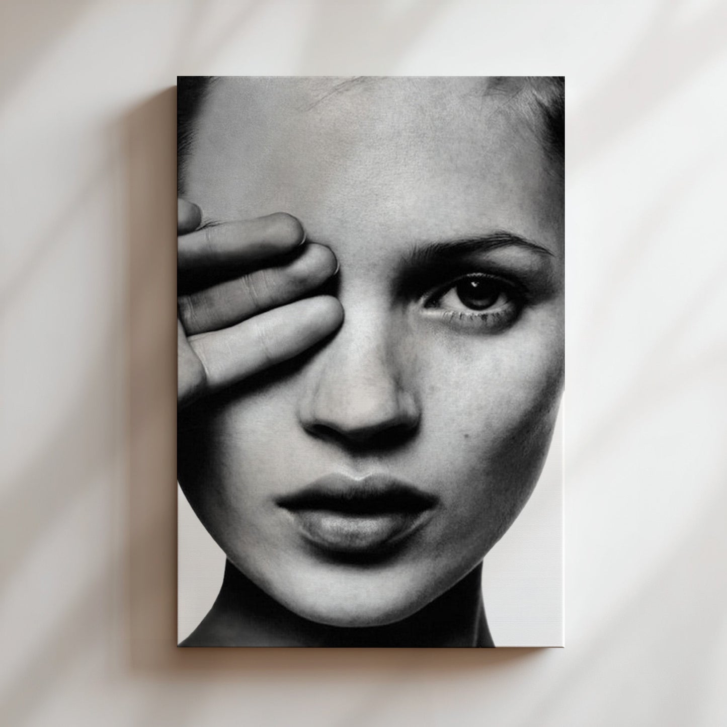 Kate Moss Covering Eye Print,  Vintage Supermodel Wall Art, Retro 90s Fashion Icon Poster for Chic Home or Studio Décor