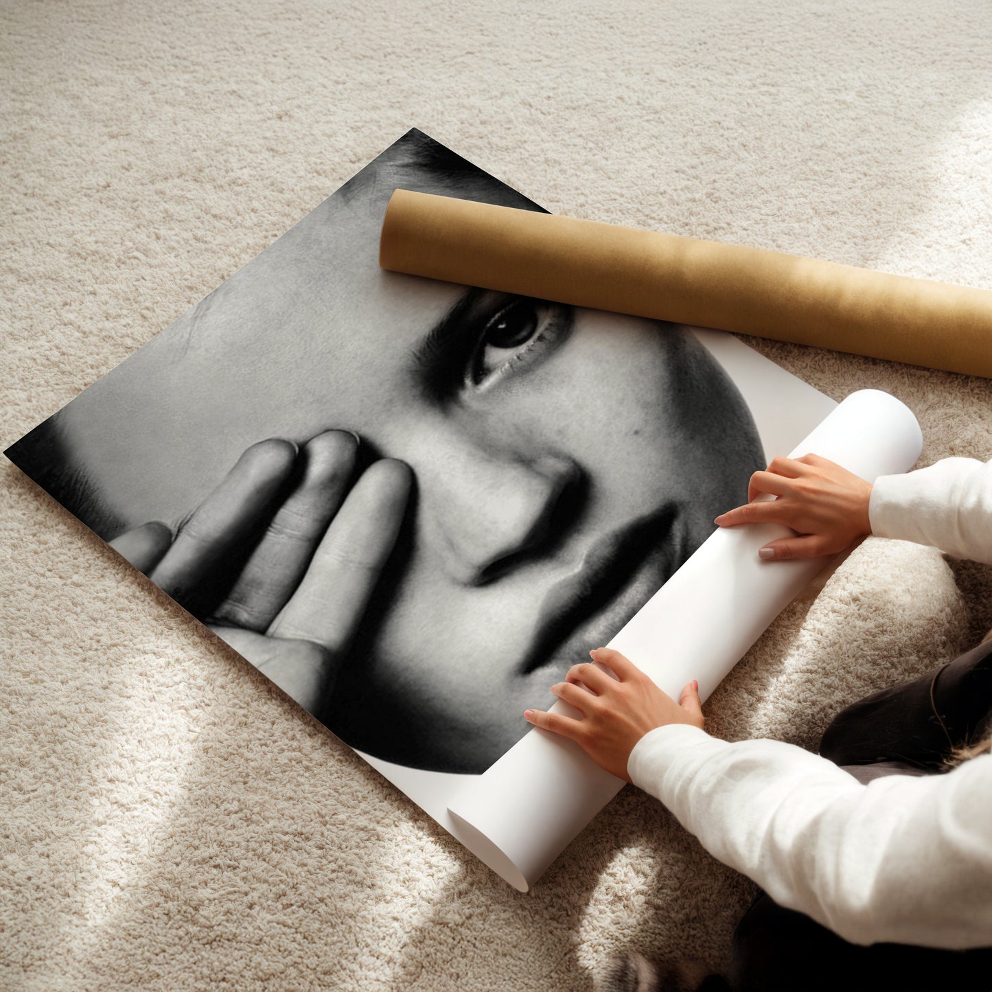 Kate Moss Covering Eye Print,  Vintage Supermodel Wall Art, Retro 90s Fashion Icon Poster for Chic Home or Studio Décor