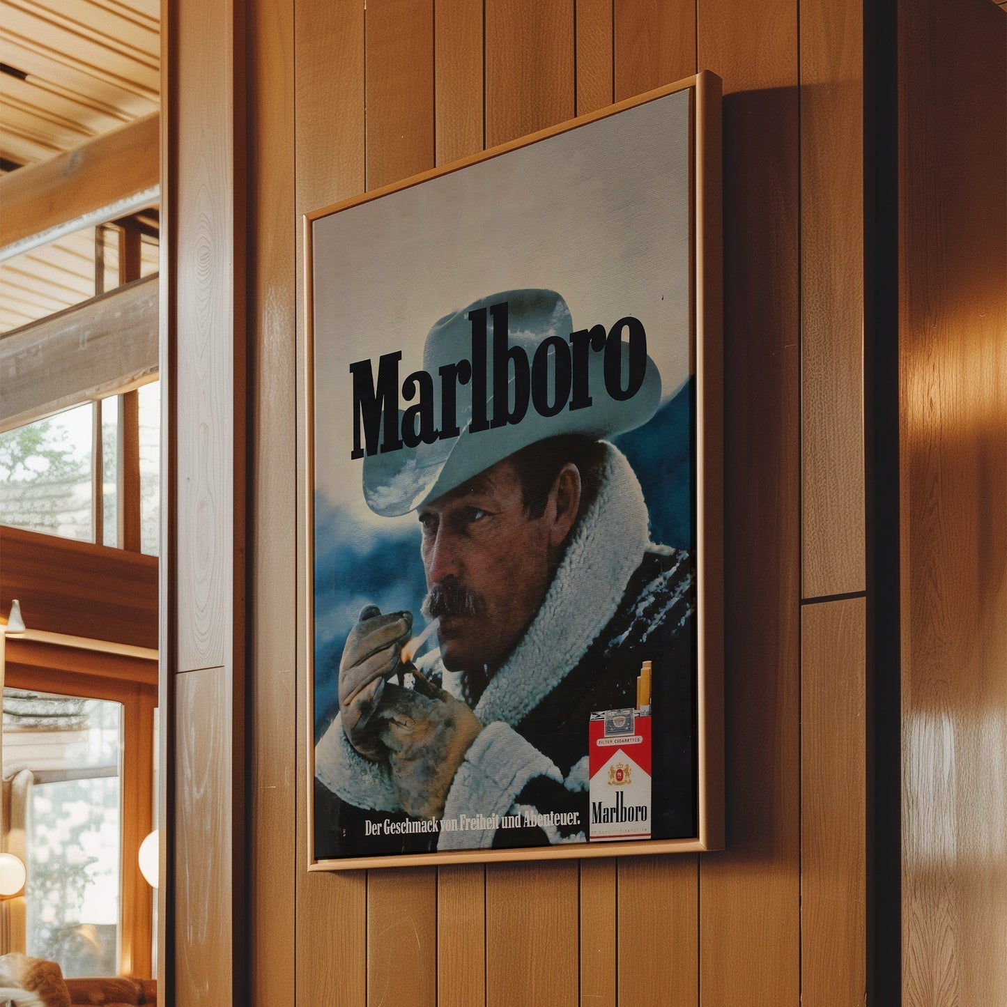 Vintage Marlboro Cowboy Poster - Classic Tobacco Advertisement Wall Art, Retro Western Print for Man Caves, Bars or Americana Decor