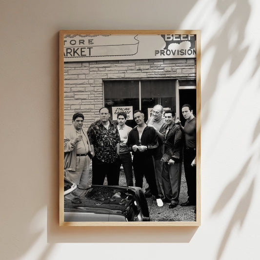 Sopranos Family Portrait Wall Art - Iconic TV Series Poster, Black & White Cast Photo Print for Fans and Classic Home Decor
