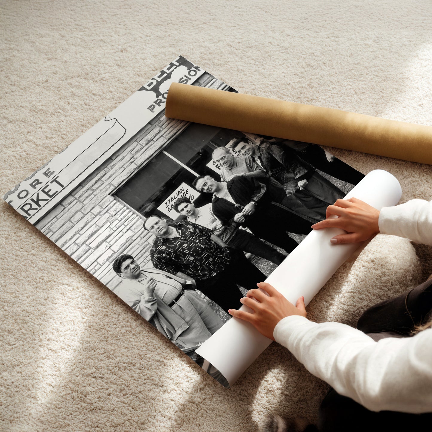 Sopranos Family Portrait Wall Art - Iconic TV Series Poster, Black & White Cast Photo Print for Fans and Classic Home Decor