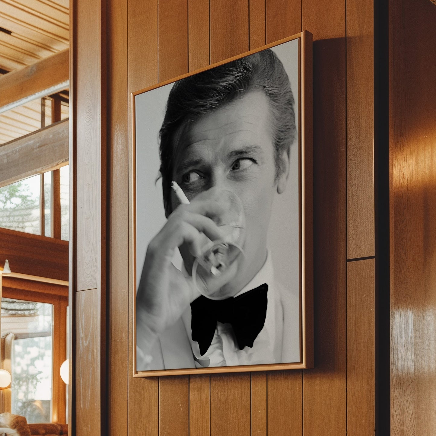 Roger Moore Shaken Not Stirred James Bond - Classic 007 Poster, Vintage Film Icon Print for Movie Buffs and Stylish Home Theater Decor