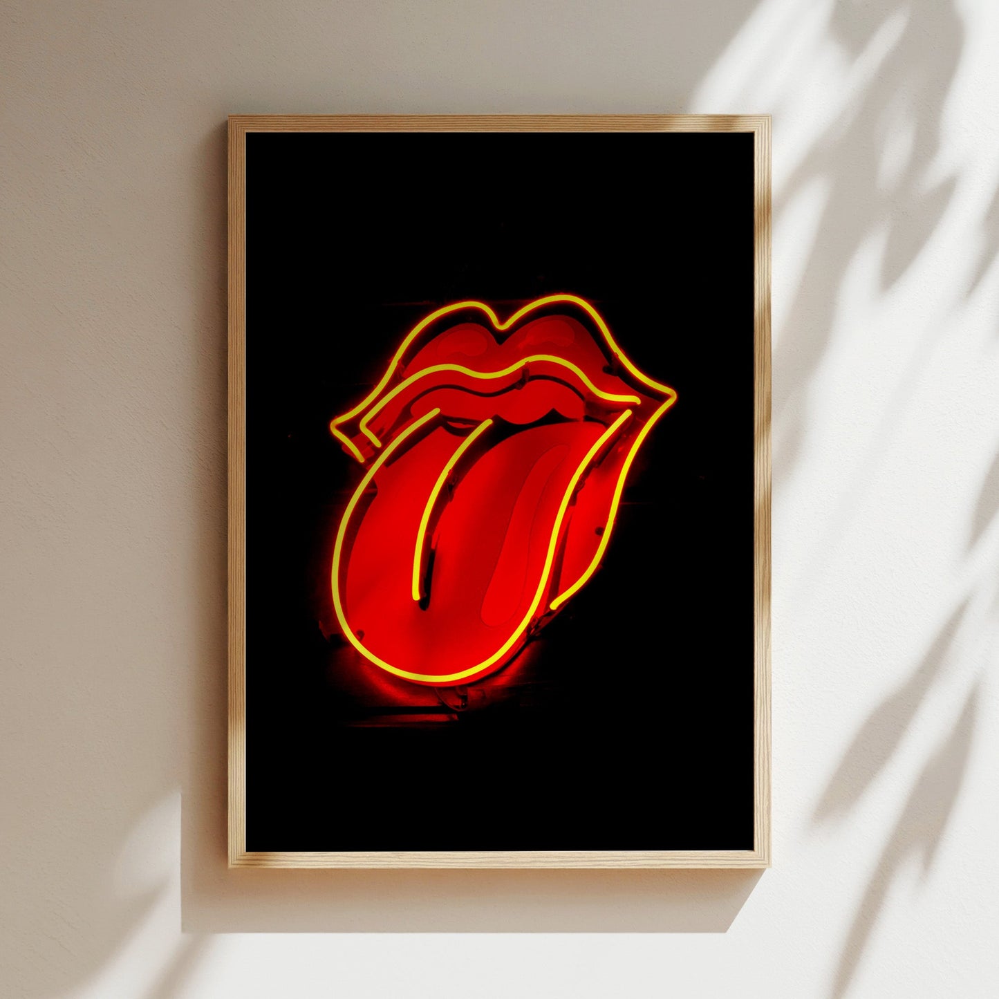 Rolling Stones Neon Tongue Wall Art - Vibrant Rock Band Poster, Iconic Logo Print for Music Fans and Bold Interior Design