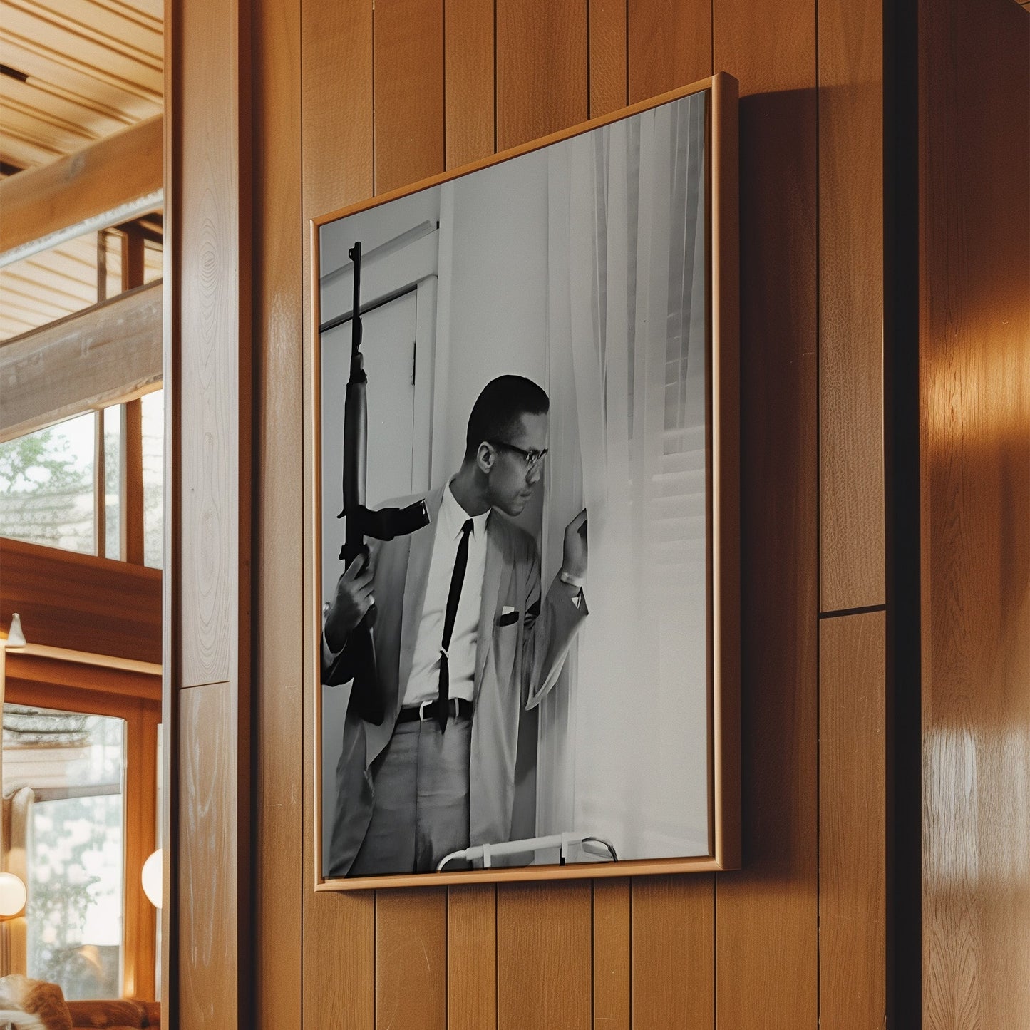 Malcolm X with Rifle Wall Art - Powerful Civil Rights Poster, Historical Leader Print for Study or Social Justice Advocate's Space