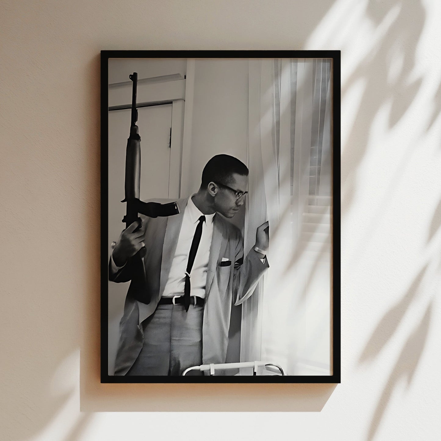 Malcolm X with Rifle Wall Art - Powerful Civil Rights Poster, Historical Leader Print for Study or Social Justice Advocate's Space