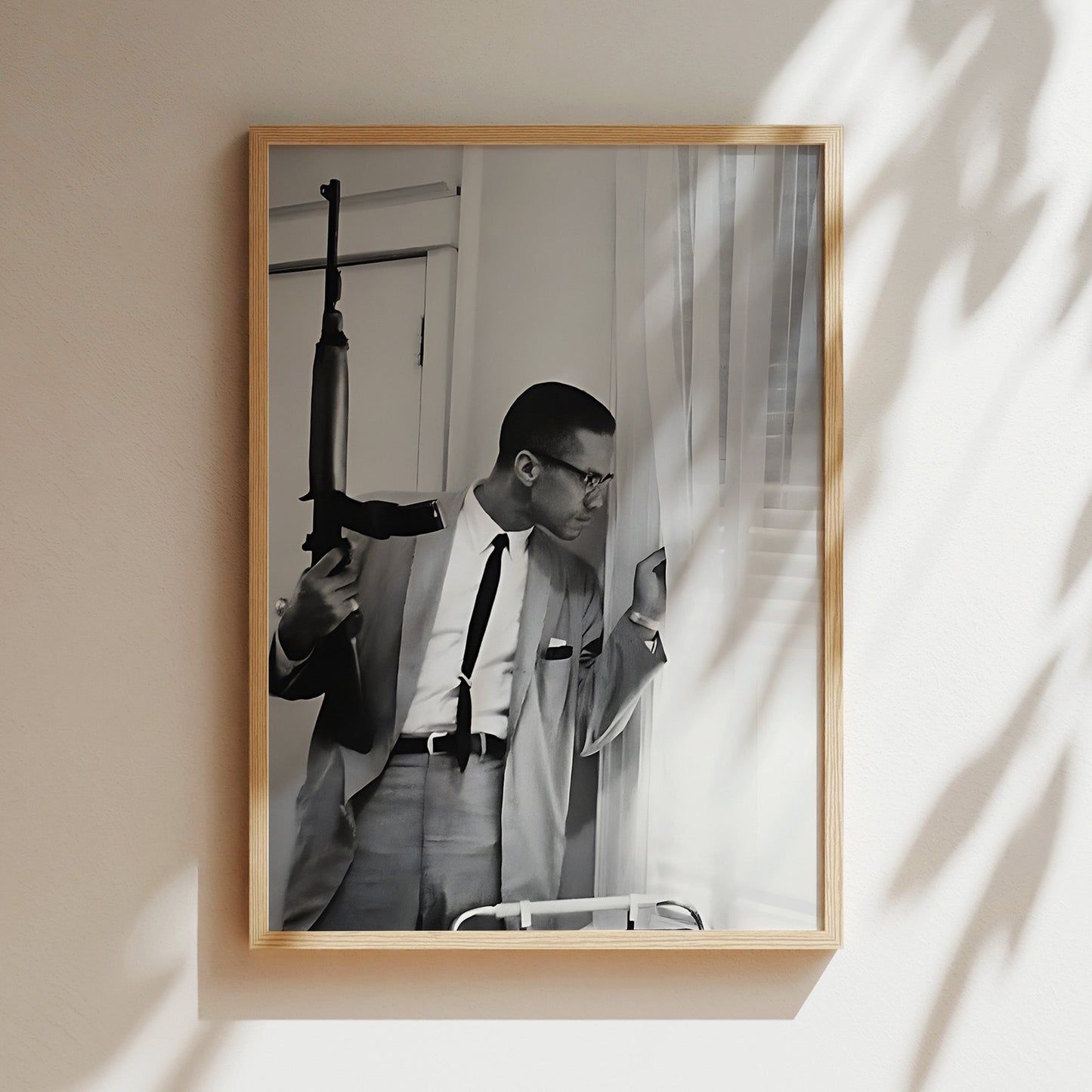 Malcolm X with Rifle Wall Art - Powerful Civil Rights Poster, Historical Leader Print for Study or Social Justice Advocate's Space