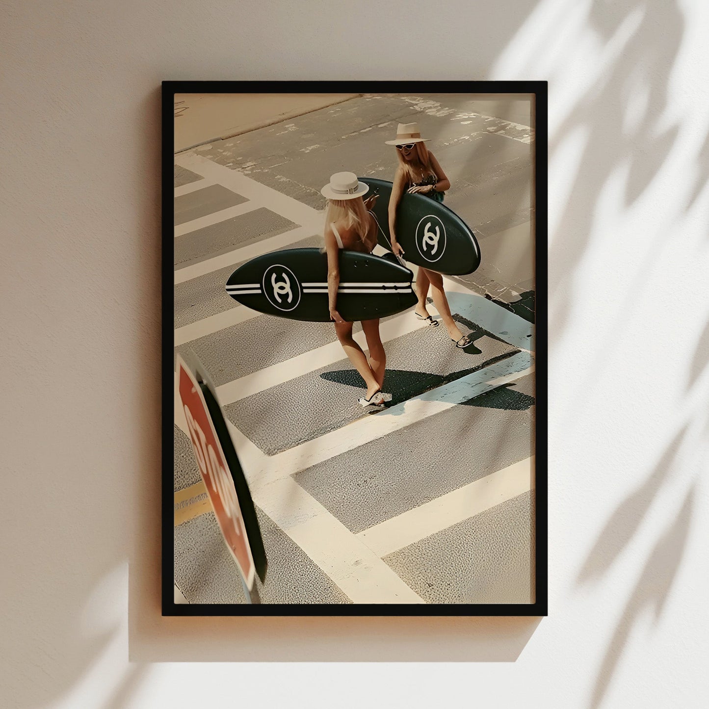 Girls with Surfboards Wall Art - Surf Culture Poster, Beach Lifestyle Canvas, Coastal Illustration, Summer Decor, Ocean Adventure Print