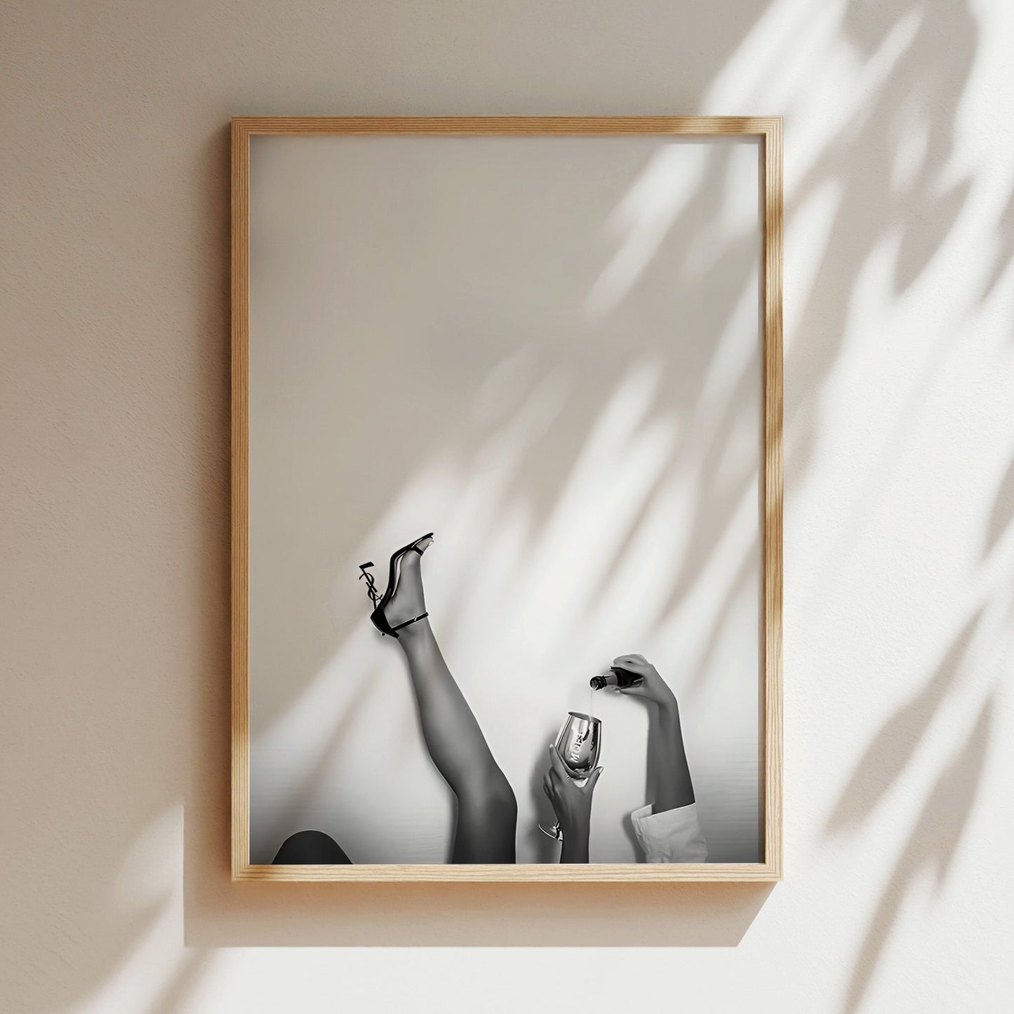 The Good Life Wall Art - Black & White Feminine Minimalist Poster, Chic Legs Up Photo Print for Modern Bedrooms or Glam Fashion Spaces