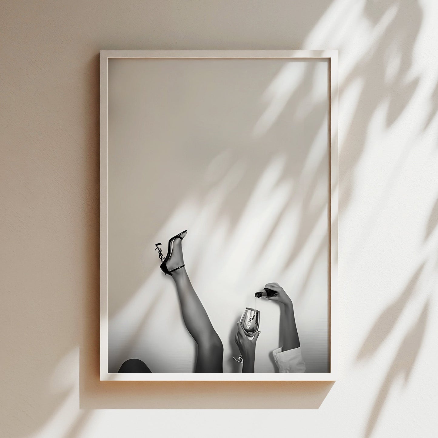 The Good Life Wall Art - Black & White Feminine Minimalist Poster, Chic Legs Up Photo Print for Modern Bedrooms or Glam Fashion Spaces