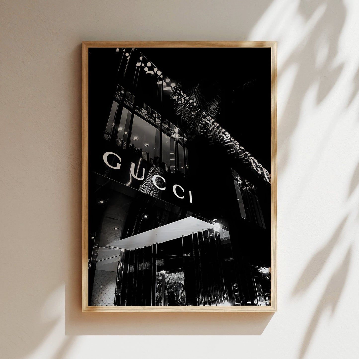 Gucci Storefront Poster  -œ Luxe Black & White Fashion Photography Print, Modern High-End Wall Art for Dressing Rooms or Glam Interiors