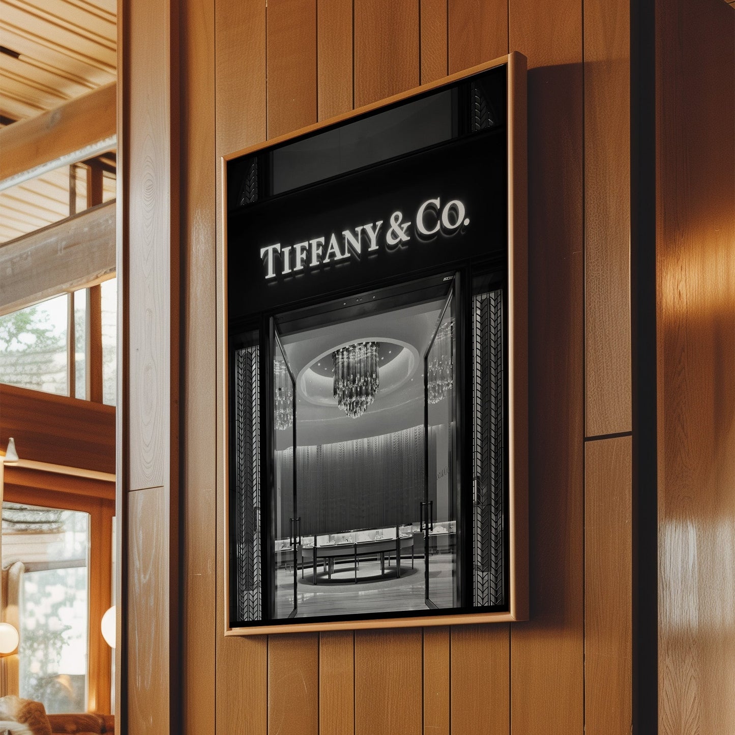 Tiffany & Co. Storefront Poster - Elegant Black & White Luxury Print, Iconic Jewelry Boutique Wall Art for Glam Bedrooms or Chic Decor