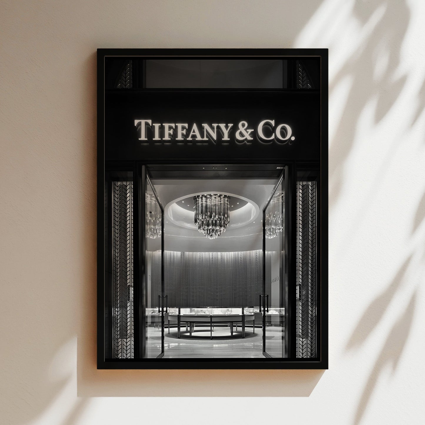 Tiffany & Co. Storefront Poster - Elegant Black & White Luxury Print, Iconic Jewelry Boutique Wall Art for Glam Bedrooms or Chic Decor