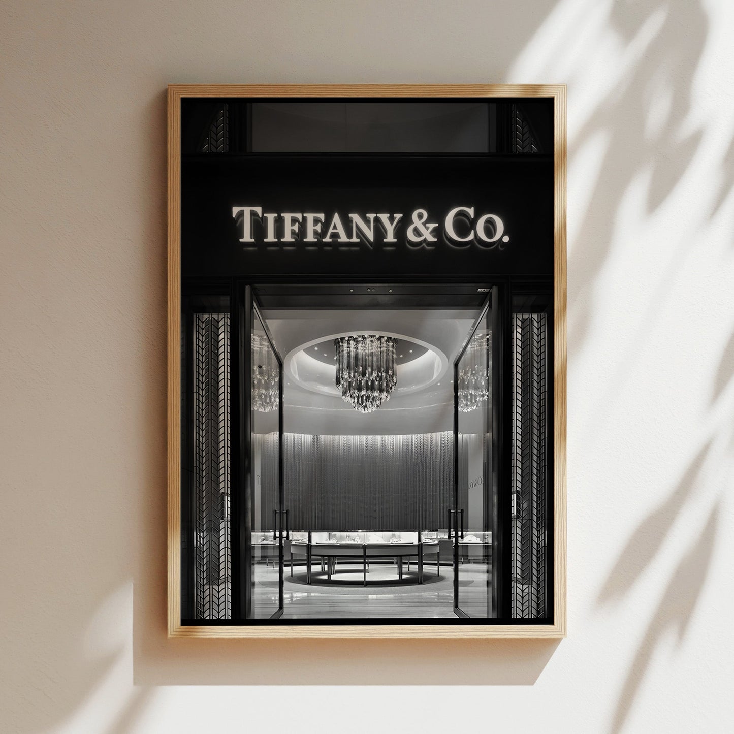 Tiffany & Co. Storefront Poster - Elegant Black & White Luxury Print, Iconic Jewelry Boutique Wall Art for Glam Bedrooms or Chic Decor