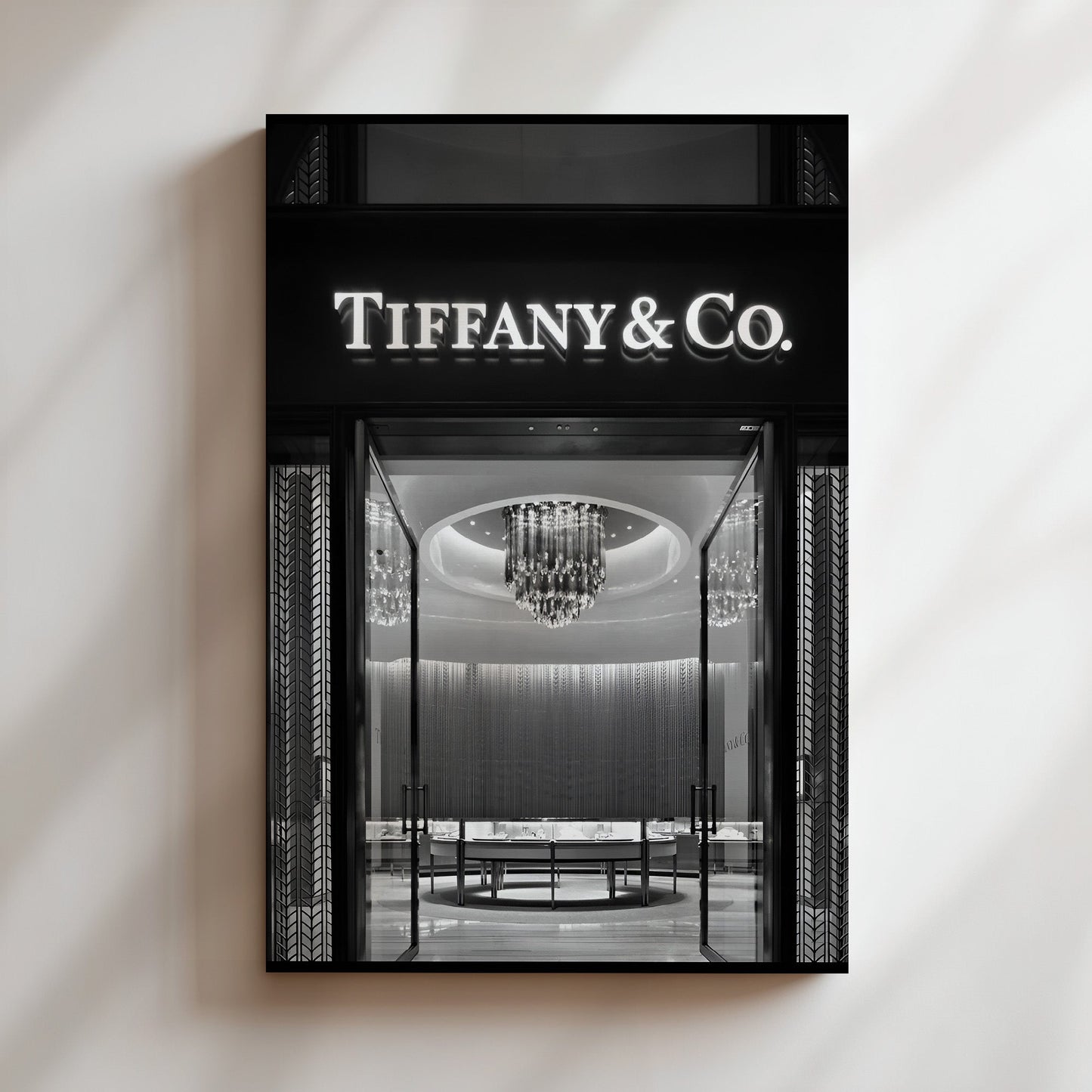 Tiffany & Co. Storefront Poster - Elegant Black & White Luxury Print, Iconic Jewelry Boutique Wall Art for Glam Bedrooms or Chic Decor