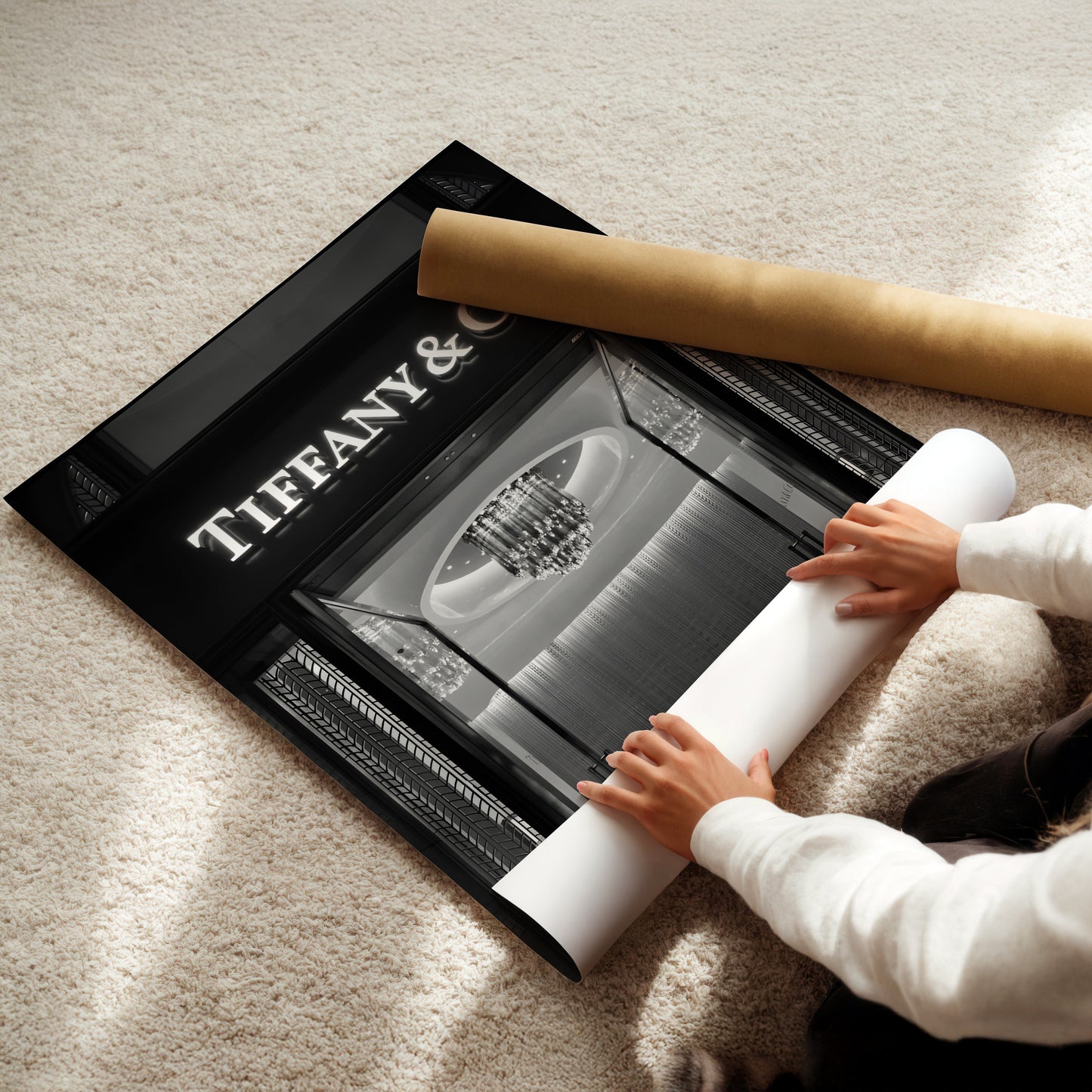 Tiffany & Co. Storefront Poster - Elegant Black & White Luxury Print, Iconic Jewelry Boutique Wall Art for Glam Bedrooms or Chic Decor