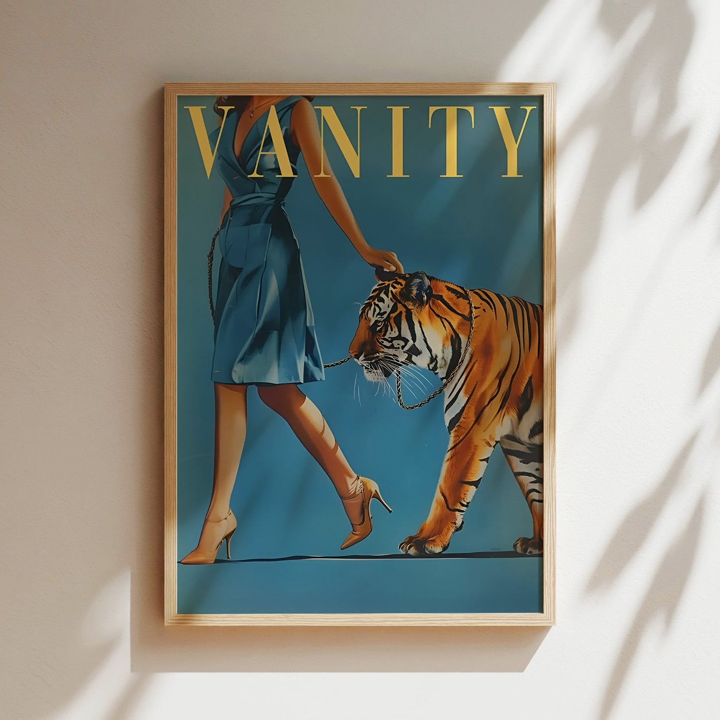 Vanity Fair Walking the Tiger Wall Art - Glam Editorial-Style Print, Bold Fashion Illustration Poster for Chic Bedrooms or Stylish Interiors