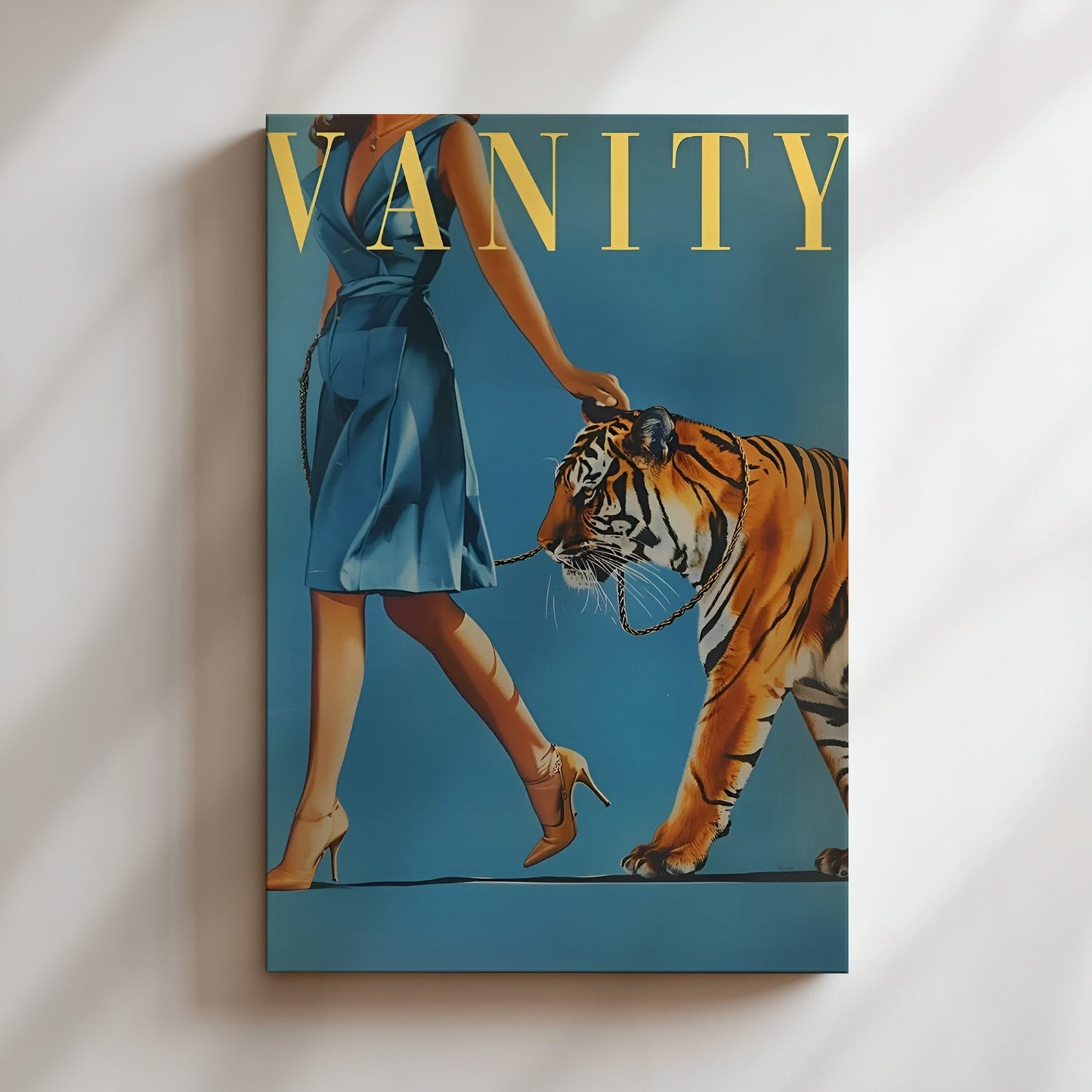 Vanity Fair Walking the Tiger Wall Art - Glam Editorial-Style Print, Bold Fashion Illustration Poster for Chic Bedrooms or Stylish Interiors