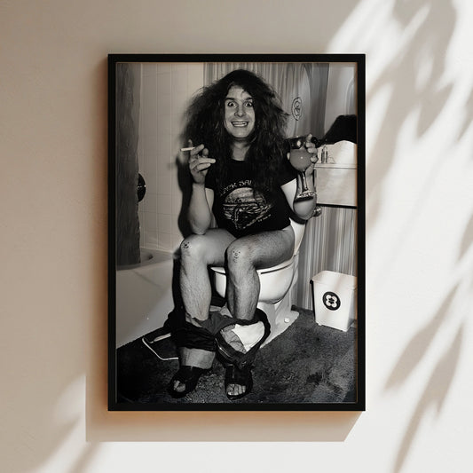 Ozzy Osbourne on the Throne Wall Art - Iconic Rock Legend Poster, Bold Black & White Print for Music Lovers and Edgy Home Decor
