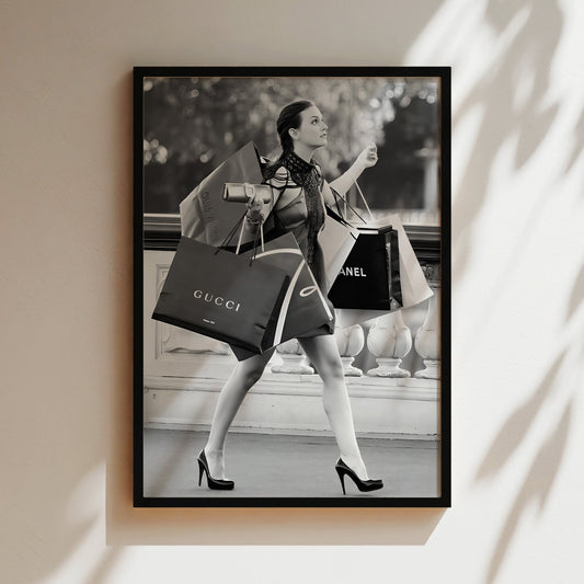 Fashion Shopper Wall Art - Chic Retail Illustration, Stylish Boutique Poster, Trendy Canvas Print, Modern Fashion Decor, Shopping Lover Gift