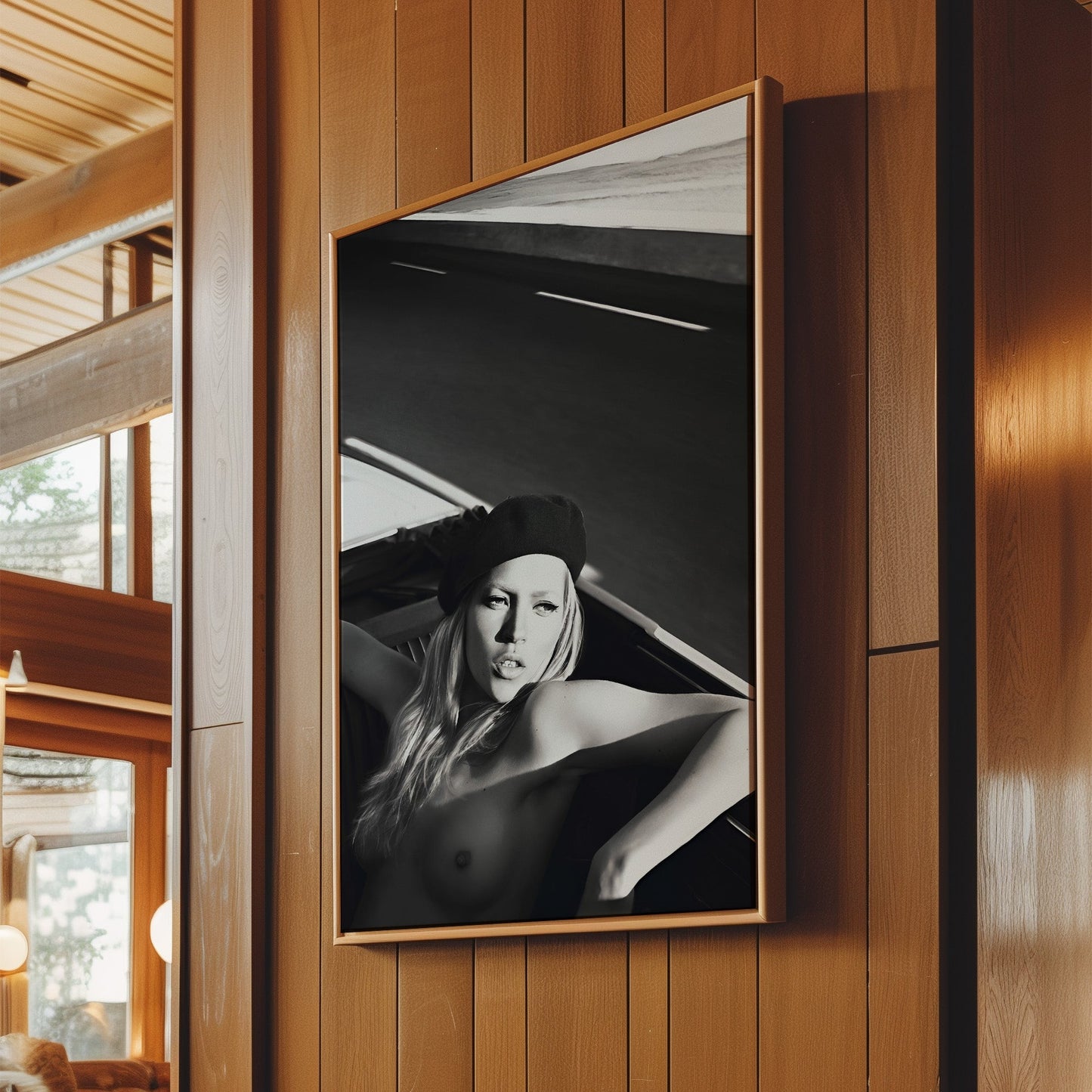 Kate Moss Beret Wall Art - Fashion Icon Poster, Supermodel Illustration Print, Chic Canvas Decor, Stylish Portrait Sign, Trendy Home Accent