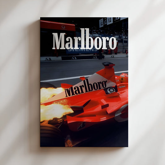 Marlboro Formula 1 Racing Wall Art - Classic Motorsport Print, Retro Grand Prix Poster for Car Enthusiasts, Garages or Office Decor