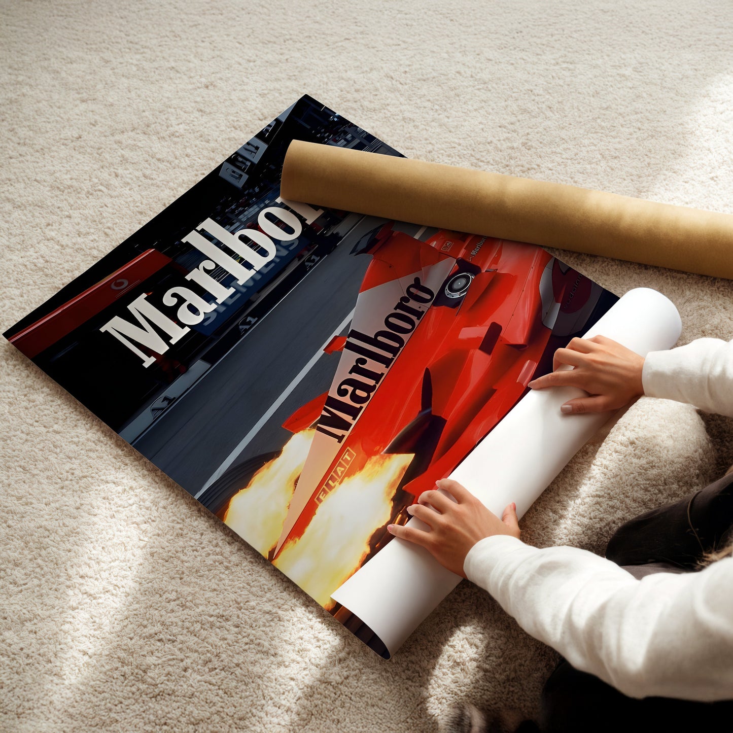 Marlboro Formula 1 Racing Wall Art - Classic Motorsport Print, Retro Grand Prix Poster for Car Enthusiasts, Garages or Office Decor