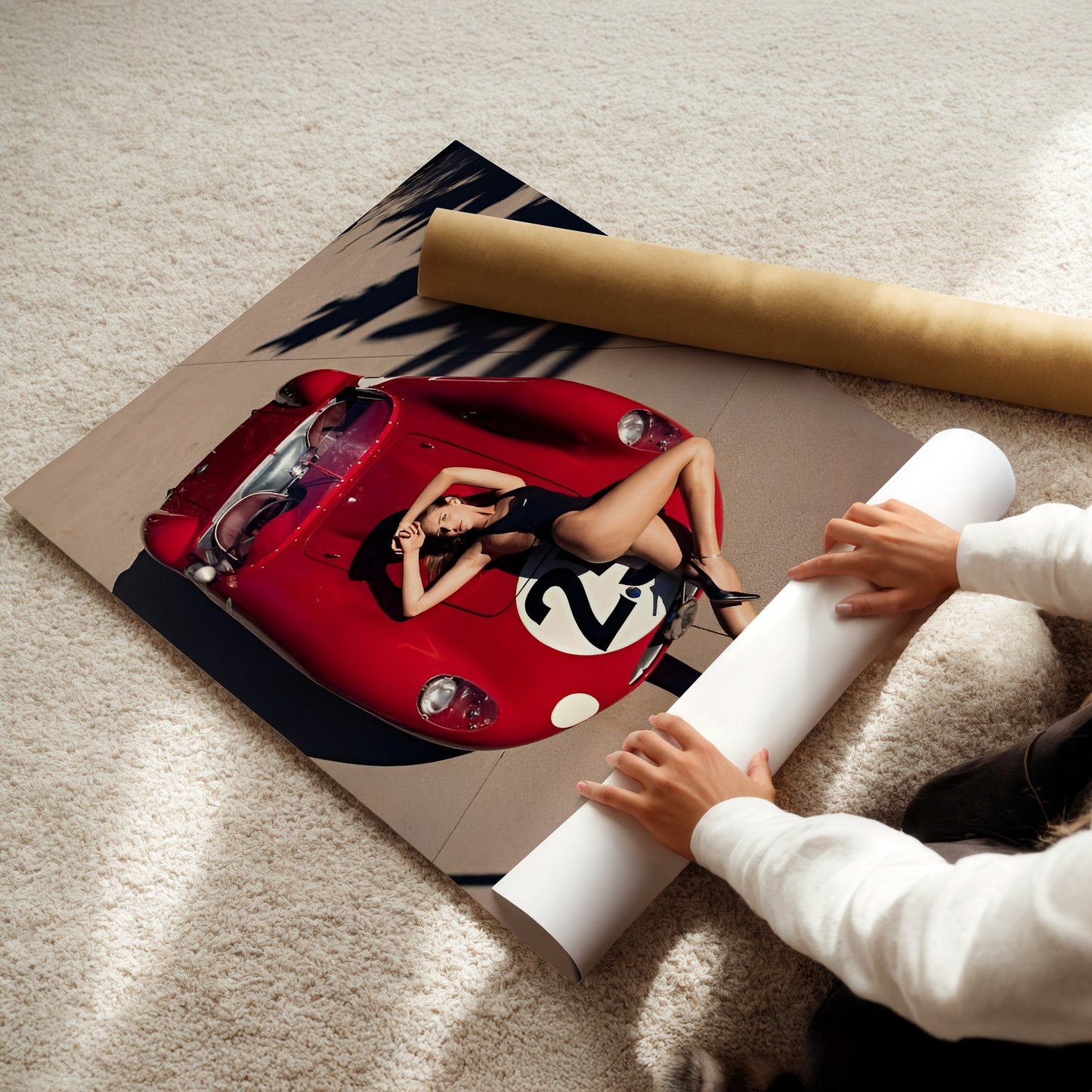 Kari Riley Maserati Wall Art - Glamorous Car Poster, Vintage Model Illustration, Retro Automotive Canvas, Fashion Icon Decor, Bold Print